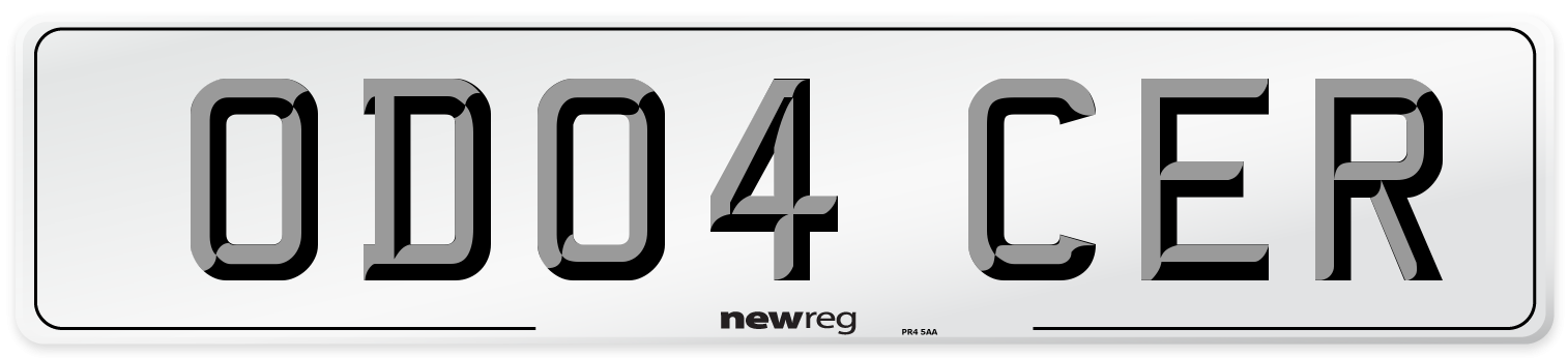 OD04 CER Number Plate from New Reg